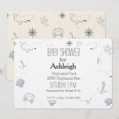 海辺のナウチカルベイビーシャワー 招待状 (正面/裏面)