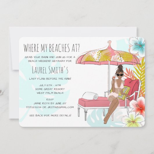 海辺のバチェロレッテ・ウィークエンド・ゲットアウェイ招待状 招待状 (正面)