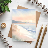海辺のパステル水彩画カード