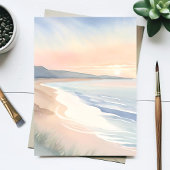 海辺のパステル水彩画カード