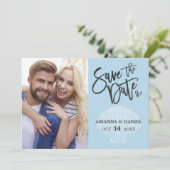 海辺のビーチ ブルー サマー セーブ・ザ・デート (スタンド正面)