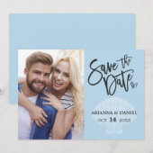 海辺のビーチ ブルー サマー セーブ・ザ・デート (正面/裏面)