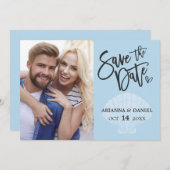 海辺のビーチ ブルー サマー セーブ ザ デート セーブザデート (正面/裏面)