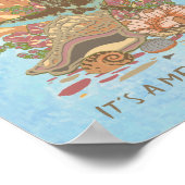 海辺のビーチ ヴィブ ティールとパープル ポスター (角)