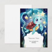 海辺のファンタジー 水中のカメの誕生日 サンキューカード (正面/裏面)