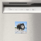 海辺のブラックポメラニアン マグネット (インサイチュ (食洗機))