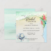 海辺のブルークラブトロピカル ブライダルシャワー 招待状 (正面/裏面)
