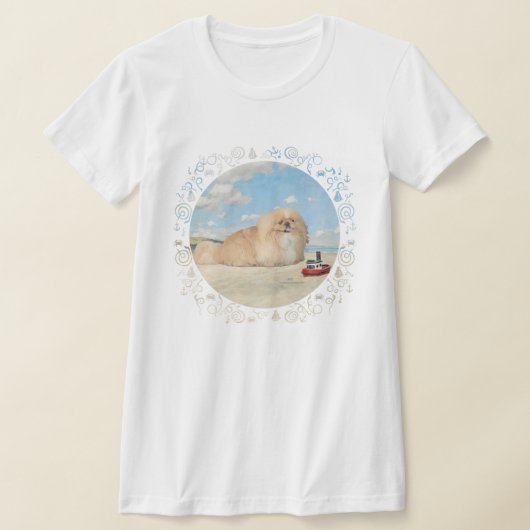 海辺のペキニーズ Tシャツ (レイダウン)
