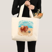 海辺のポメラニアン ラージトートバッグ (正面(商品))