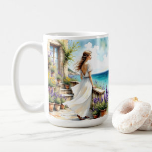 海辺のラベンダードリーム コーヒーマグカップ