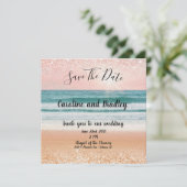 海辺のロマンス: エレガントなビーチの結婚式のお知らせ セーブザデート (スタンド正面)
