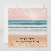 海辺のロマンス: エレガントなビーチの結婚式のご案内 セーブザデート (裏面)