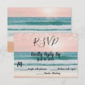 海辺のロマンス: エレガントなビーチウェディングの出欠確認 出欠カード (正面/裏面)