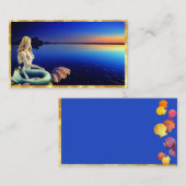 海辺の人魚、日没カラフル、貝殻 名刺 (正面/裏面)