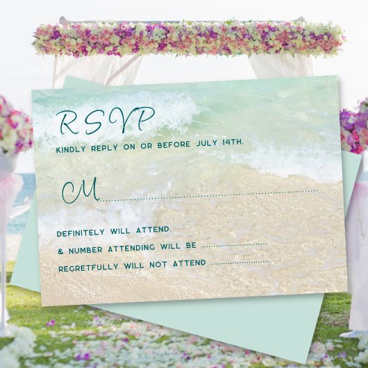 海辺の出欠連絡カード ご出席人数 封入 出欠カード