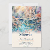 海辺の動物の赤ちゃんシャワーの下 招待状 (正面)