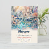 海辺の動物の赤ちゃんシャワーの下 招待状 (スタンド正面)