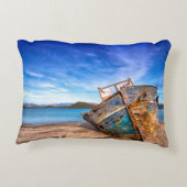 海辺の古青いボート アクセントクッション (裏面)