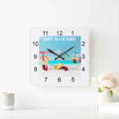 海辺の唐辛子 スクエア壁時計 (ホーム)