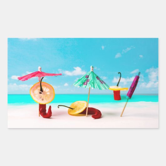 海辺の唐辛子 長方形シール (正面)