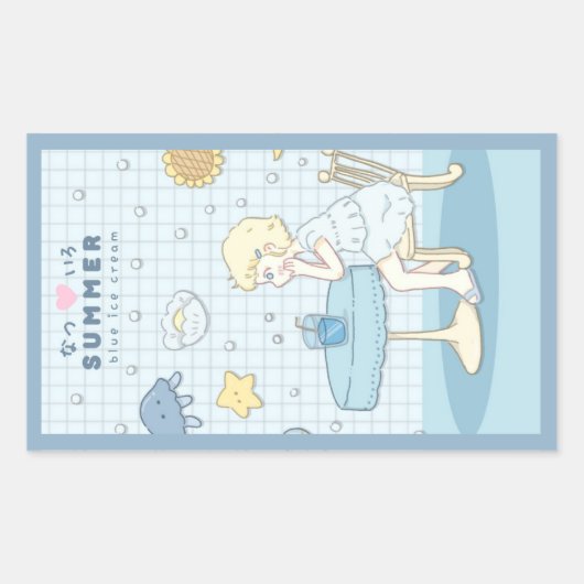 🌊✩ 海辺の夏の夢 ✩🌊 長方形シール (正面)