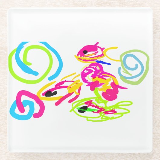 海辺の夏 ガラスコースター (正面)