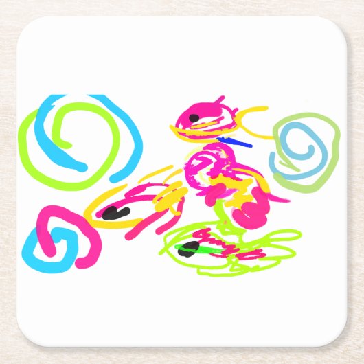 海辺の夏 スクエアペーパーコースター (正面)