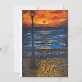  海辺の夕日 ハンドメイドアート作品 招待状