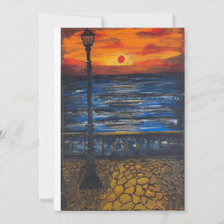  海辺の夕日 ハンドメイドアート作品 招待状
