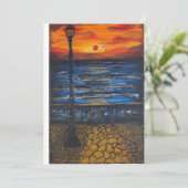  海辺の夕日 ハンドメイドアート作品 招待状 (スタンド正面)