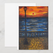  海辺の夕日 ハンドメイドアート作品 招待状 (正面/裏面)