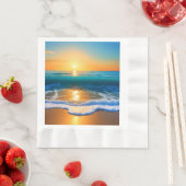 海辺の夕日 縁ありランチョンナプキン (インサイチュ)
