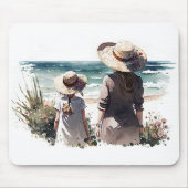 海辺の女と子ども マウスパッド (正面)