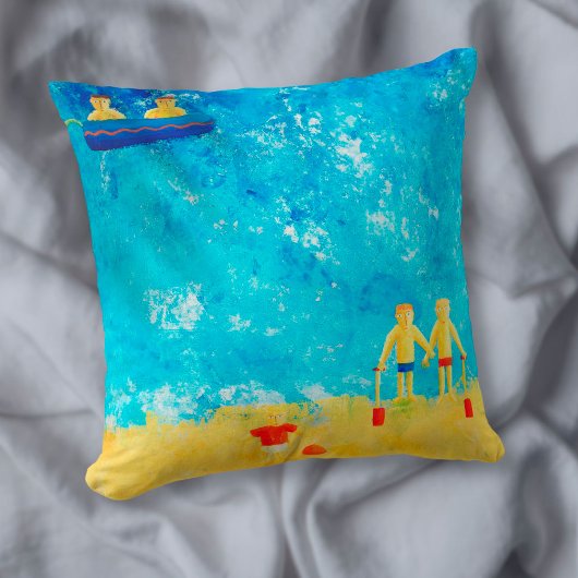 海辺の子供たち モダン コンテンポラリーアート クッション