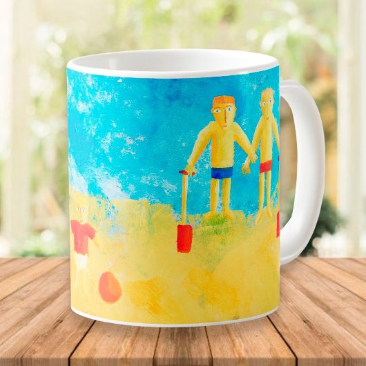 海辺の子供たち モダン コンテンポラリー アート コーヒーマグカップ