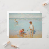 海辺の子供たち (夏のビーチの風景) カード (正面/裏面インサイチュ)