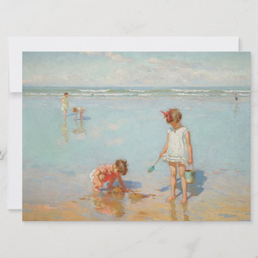 海辺の子供たち (夏のビーチの風景) カード (正面)