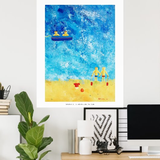 海辺の子供たち 現代アートプリント ポスター (ホームオフィス)