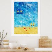 海辺の子供たち 現代アートプリント ポスター (キッチン)