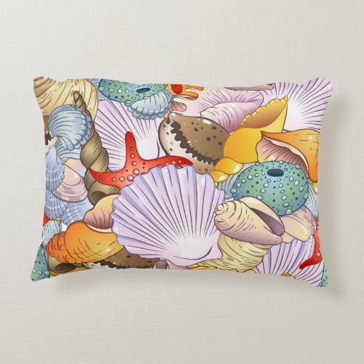 海辺の宝物 – 海洋生物の装飾貝殻 アクセントクッション (裏面)