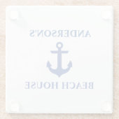 海辺の家のファミリー ネーム アンカー ガラスコースター (裏面)