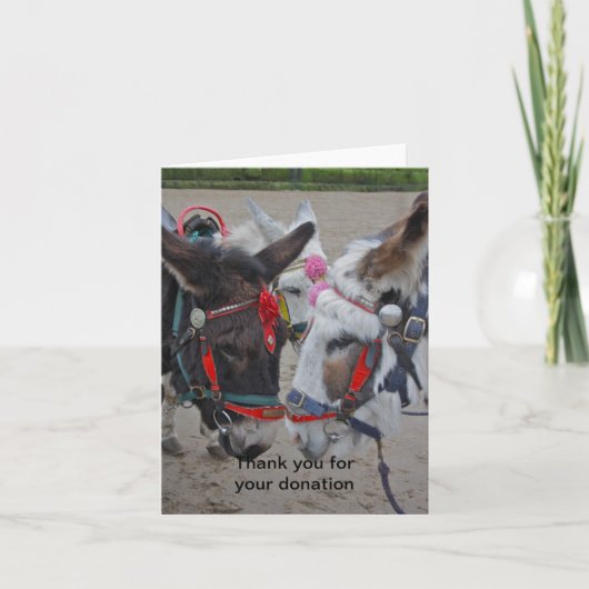 海辺の寄付カードのロバ サンキューカード (正面)