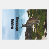 海辺の岩の上のワラビー、ギフトラップシート ラッピングペーパーシート (正面2)