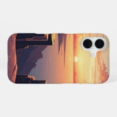 海辺の崖のヴィンテージ風景 iPhone 16ケース (裏面横)