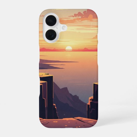 海辺の崖のヴィンテージ風景 iPhone 16ケース (裏面)