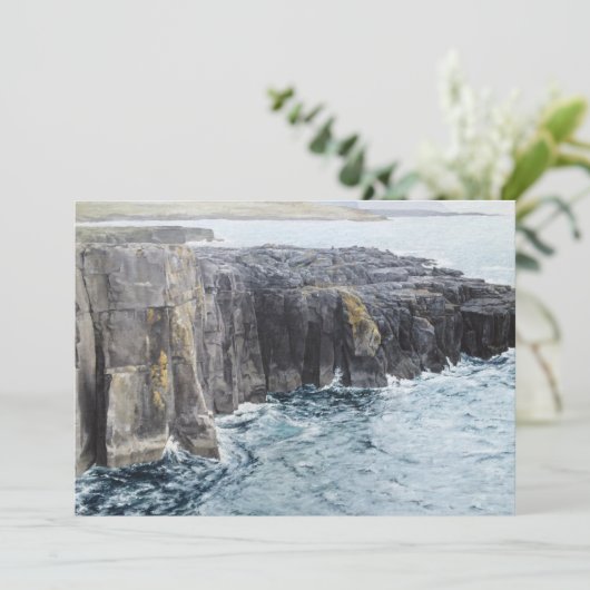 海辺の崖の絵のグリーティングカード (スタンド正面)