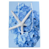 海辺の庭園 青い花 おめでとう ミディアムペーパーバッグ (裏面)