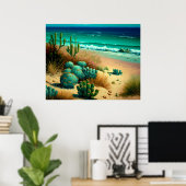 海辺の抽象的な砂漠の絵 ポスター (ホームオフィス)