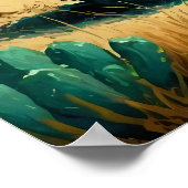 海辺の抽象的な砂漠の絵 ポスター (角)