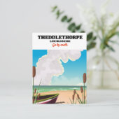 海辺の旅行ポスターThedlethorpe Lincolnshire。 ポストカード (スタンド正面)